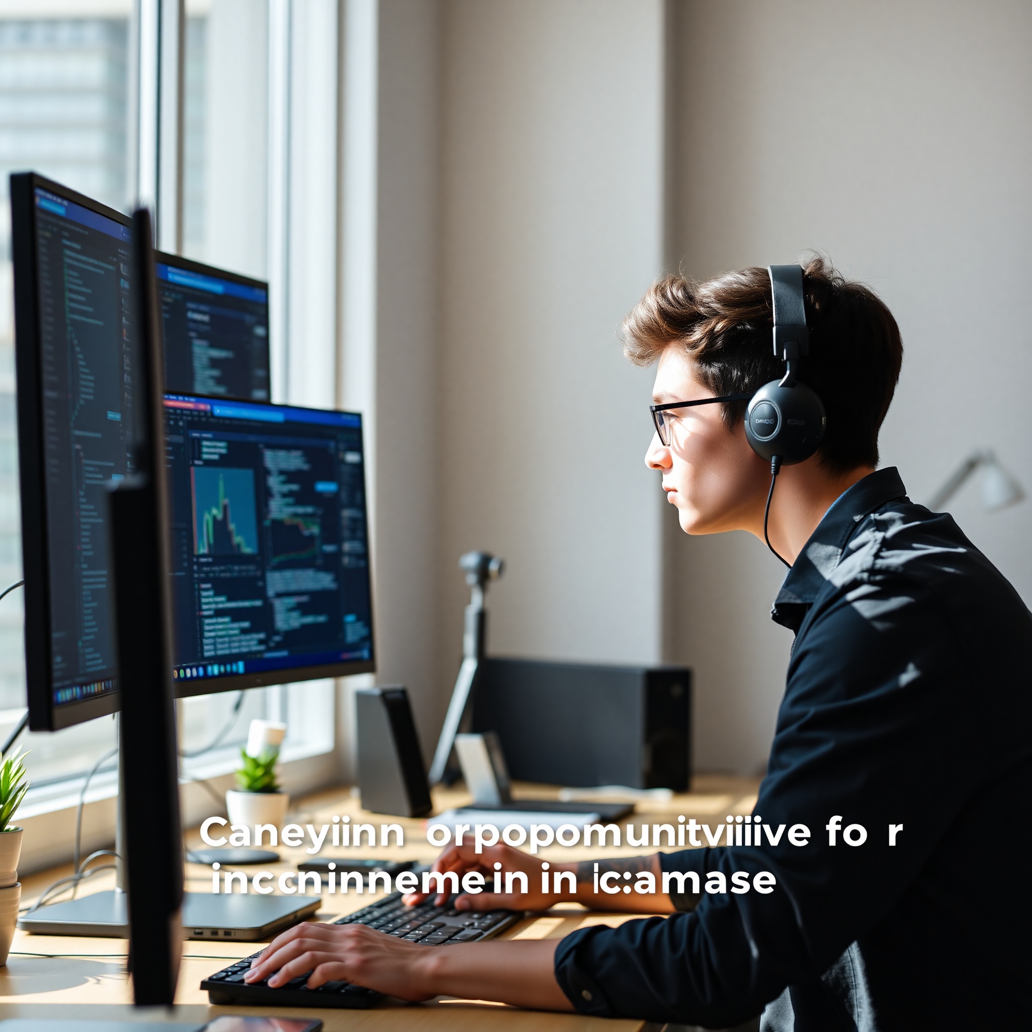 Professional technology specialist working with advanced computer systems in modern office environment